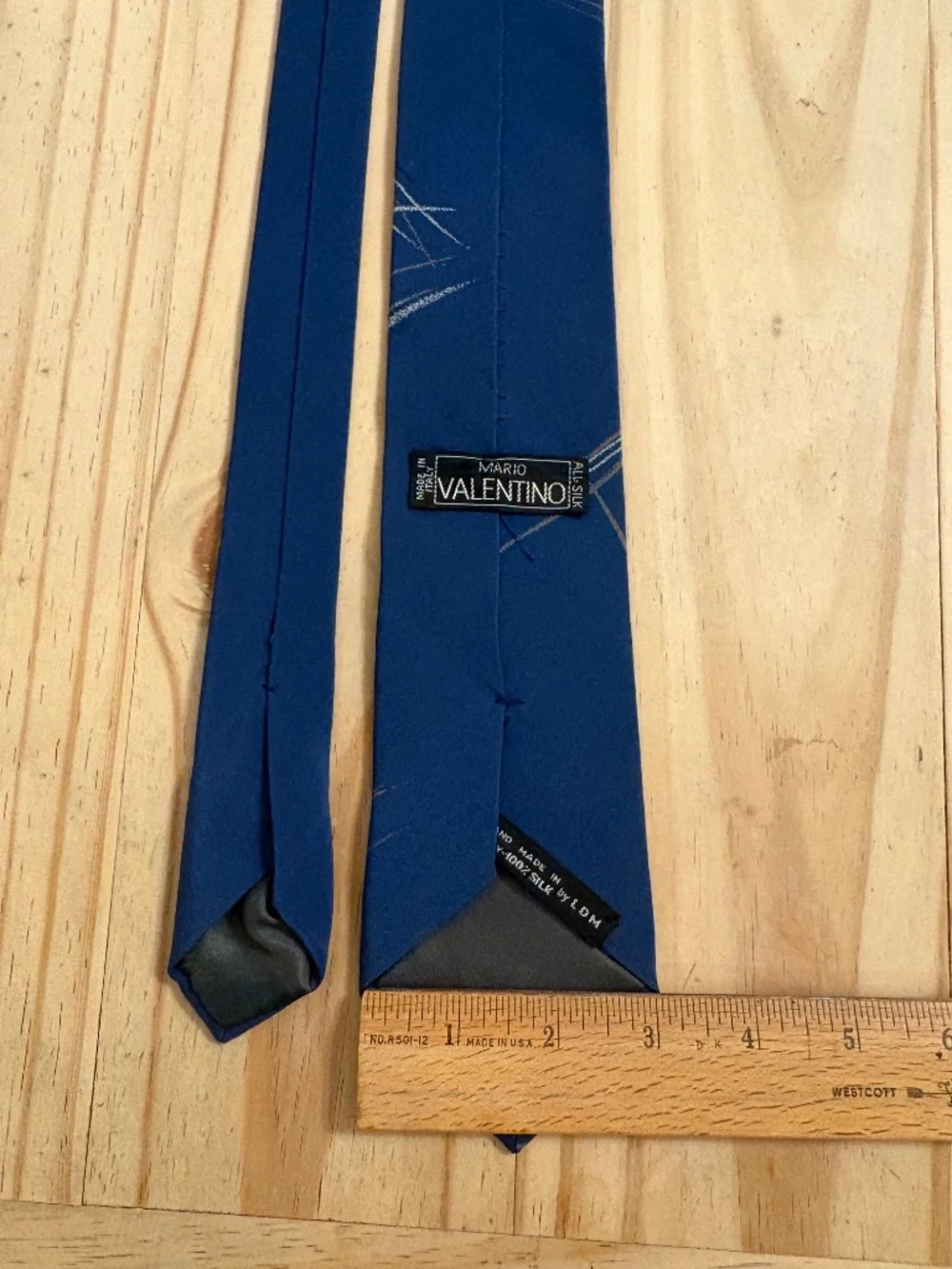 Vintage Mario Valentino 100% Silk Abstract Blue Tie - 3''